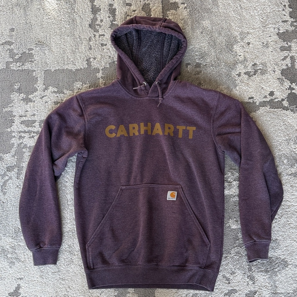 Carhartt Women's Purple Hoodie with Gold Logo